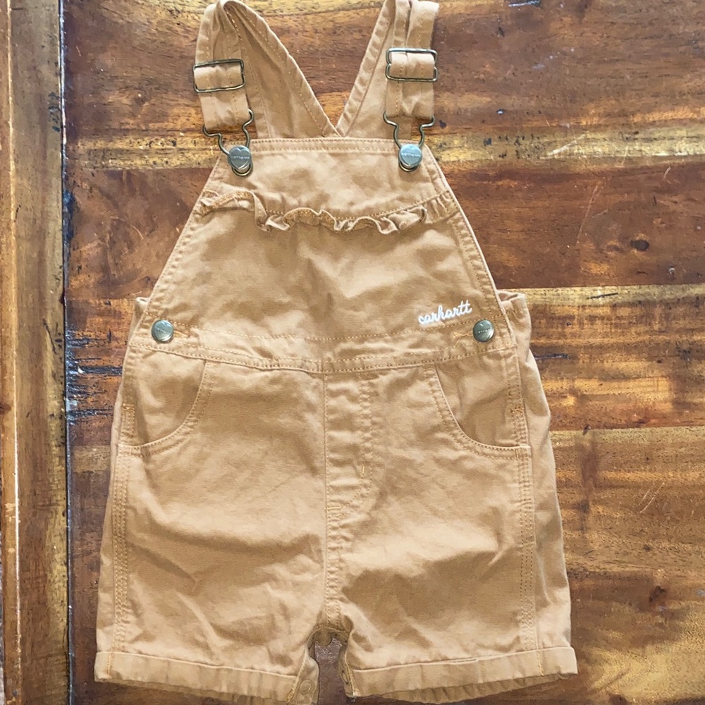 Carhartt Kids Brown Overalls with Ruffle Detail